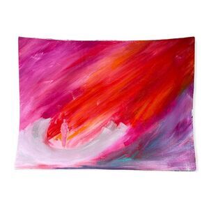 Handcrafted Acrylic Painting "looking Down on Us" Red Purple White Blue